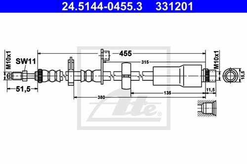 New brake hose for - hose, peugeot
