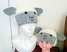 SHEEP HAT; Chunky Hand Knitted