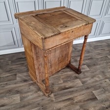 Antique Wooden Pine Library Writing Table Desk Lectern Podium Davenport Cupboard