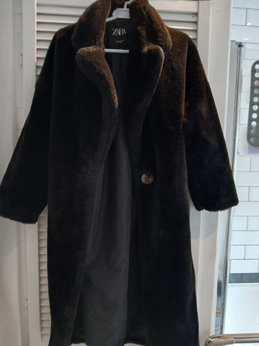 Zara black fauz - zara, coat