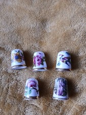 5 Sandringham thimbles flowers figures bird etc
