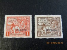 KGV BRITISH EMPIRE EXHIBITION 1924 SPECIMEN STAMPS x 2 M/MINT RARE CAT £1100+