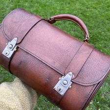 VINTAGE LEATHER WOOD BOWLS