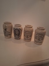 4 Vintage Cream Earthenware Stoneware Jars Pots Antique