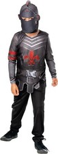 Boys Black Knight Medieval Crusader World Book Day Fancy Dress Kids Costume 5/6Y