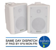 White outdoor stereo speakers - white,