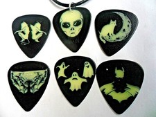 Unusual Glow in the Dark / Luminous   Guitar Pick  Cord Necklace  Six to Choose