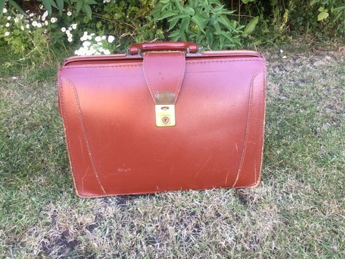 Old vintage leather briefcase - old,