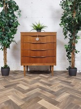 Vintage Mid-Century Teak Chest Of 4 Drawers Scandi Danish Retro MCM