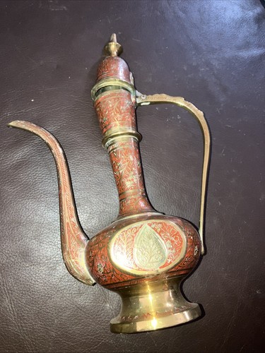 Vintage etched brass coffee - vintage,