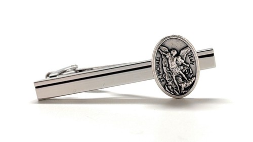 Saint michael silver tie - saint,