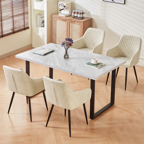 Marble effect wooden table - wooden,