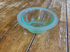 Vintage Art Deco Small Green Glass Bowl Serving Dish 14 cm diameter x 6 cm high