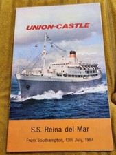 1967 S.S. Reina Del Mar  Union Castle  Passenger List 13/7