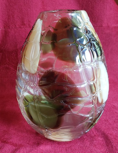 Large vintage glass vase green - glass,