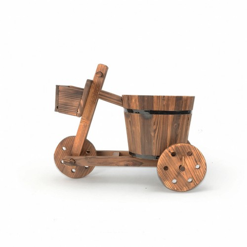 Wooden tricycle planter - wooden,