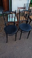A Pair Of Black Antique Bentwood Chairs - Cafe Bistro Kitchen Chair