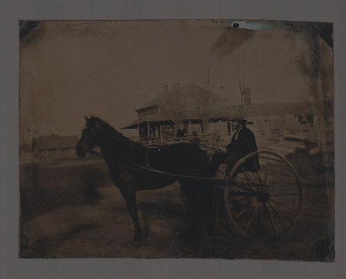 Tintype c1860 horse drawn - c1860, cart