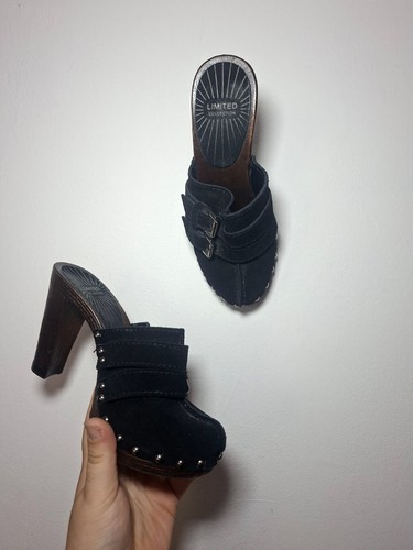 Y2k vintage black clog mules - y2k,