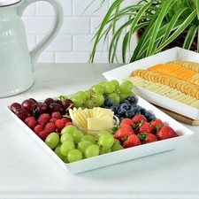 Set of 3 White Serving Trays