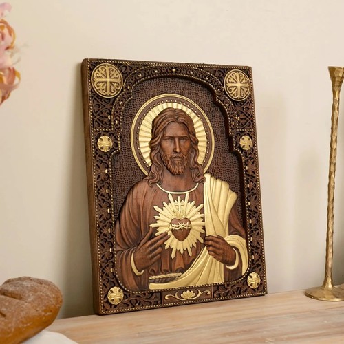 Sacred heart jesus wooden - heart,
