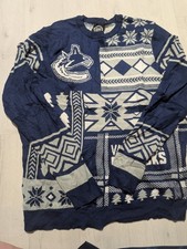 RARE VINTAGE NHL Canucks Ugly Christmas Knit Sweater Navy