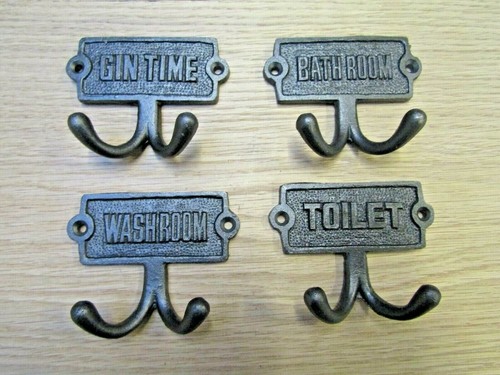Cast iron plaque hooks - plaque, old