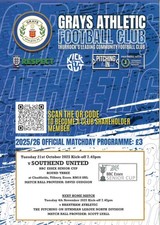 Grays Athletic v Southend United Essex Senior Cup - 68 pages! Tue 21st Oct. 2025