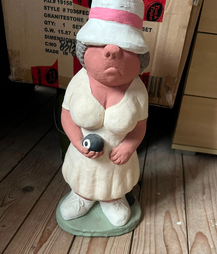 Vintage lawn bowls lady - vintage, garden