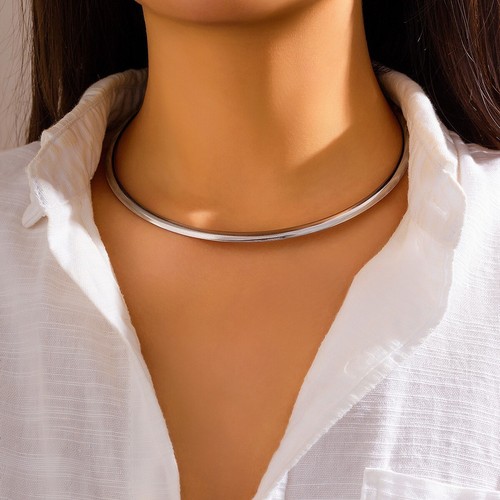 Gold silver choker - silver, necklace