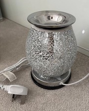 Silver Mosaic Crackle Glass Electric Wax Burner Melt Warmer