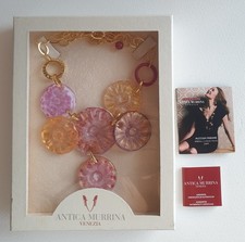 Antica Murrina Venezia Gold Leaf Glass Necklace.  New. Handmade