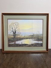 Peter Cosslett Framed Landscape Print – Winter Tree by a Lake