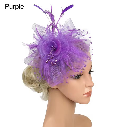 Flower feather hair hat - flower,