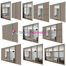 SHAKER Pebble (was Stone) Grey & Mirror SpacePro Sliding Door Kits (All sizes)