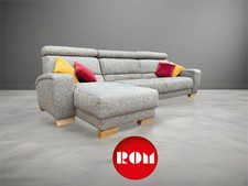 Belgian ROM 4 Seater 2-Part Corner Sofa Light Grey. Cleaned Delivery Available