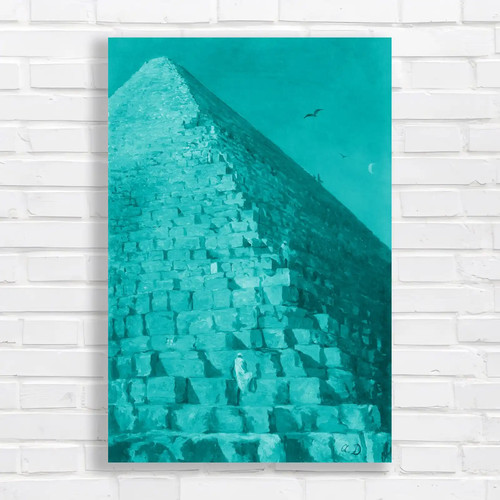 Desert pyramids teal canvas - desert,