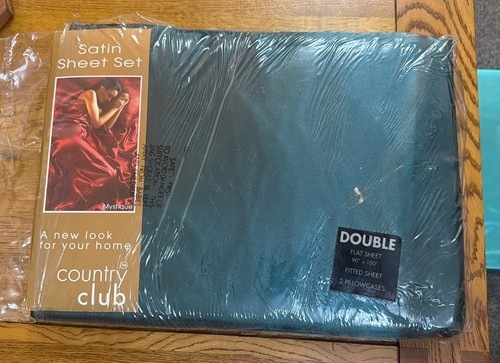 Green satin double flat sheet - satin,