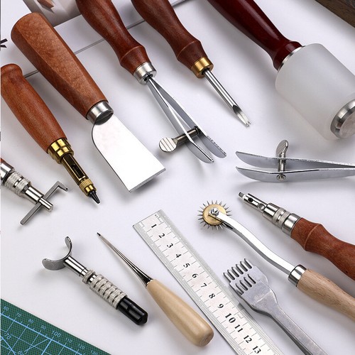 Vintage leather craft tools - leather,