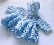 Stunning Spanish Baby boy  Or Reborn Hand Crochet Cardigan matinee and bonnet ?