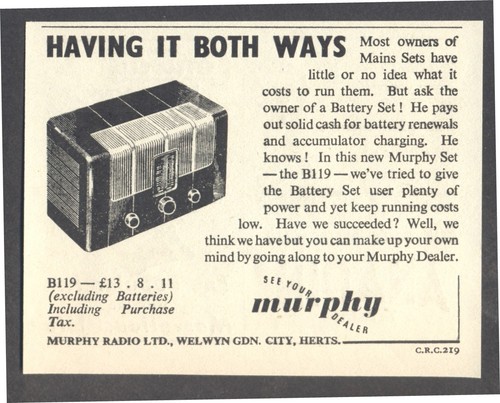1940s advert murphy battery - 1940s, advert: