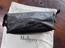 Mulberry Large Washbag & Cosmetics Case in Chocolate Croc Embossed Leather