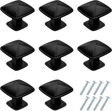 12Pcs Black Square Cabinet Knobs 30mm Kitchen Drawer Door Furniture Handles