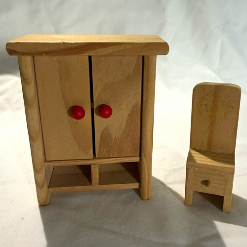 Wooden dolls house - wooden, wardrobe