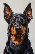 Dobermann Oil Painting Art