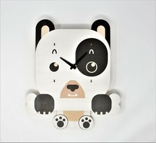 Wooden Animal Hand Crafted Cartoon swinging dog wall clock