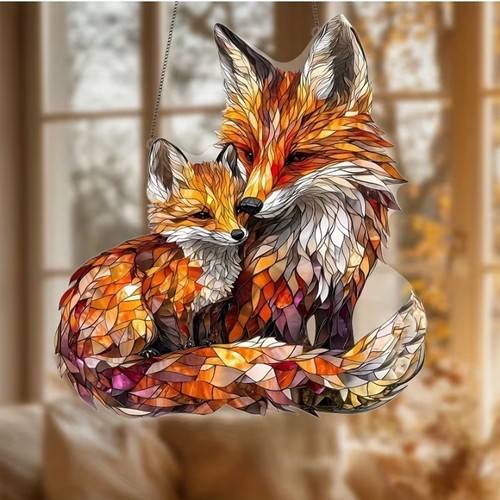 Woodland fox mum cub - fox, &