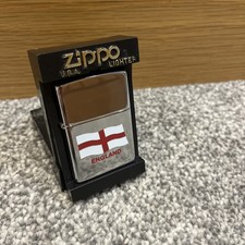 ?ZIPPO LIGHTER - ENGLAND FLAG High Polish Chrome St George windproof. Case