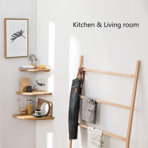 Wood corner shelf - wood, floating