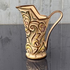 Vintage Wade 'Gothic' Hand Painted Jug Vase Raised Gold Copper Lustre 1940s